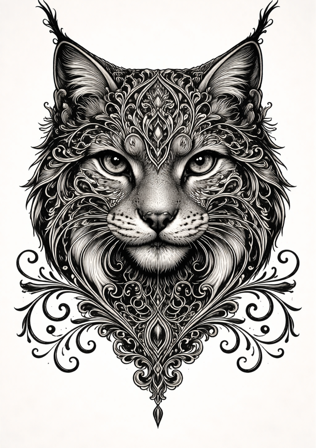 Rice Paper For Decoupage Gothic Lynx Face Full  Cat. No.9150