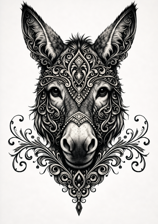 Rice Paper For Decoupage Gothic Donkey Face Full  Cat. No.9151
