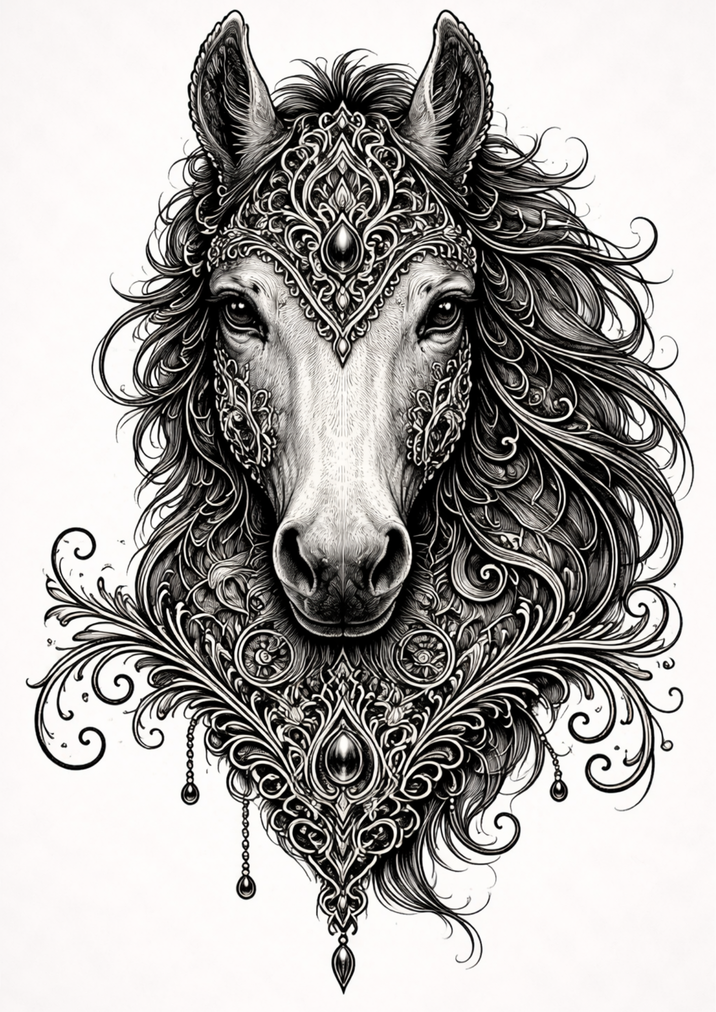 Rice Paper For Decoupage Gothic Horse Face Full  Cat. No.9153