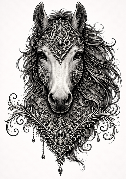 Rice Paper For Decoupage Gothic Horse Face Full  Cat. No.9153