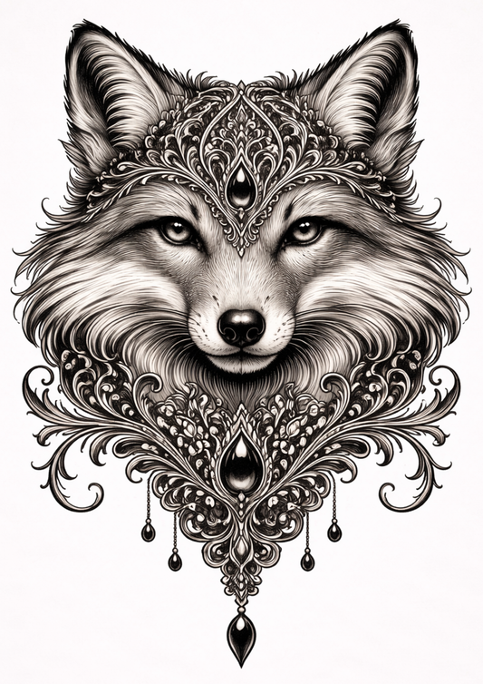 Rice Paper For Decoupage Gothic Fox Face Full  Cat. No.9156