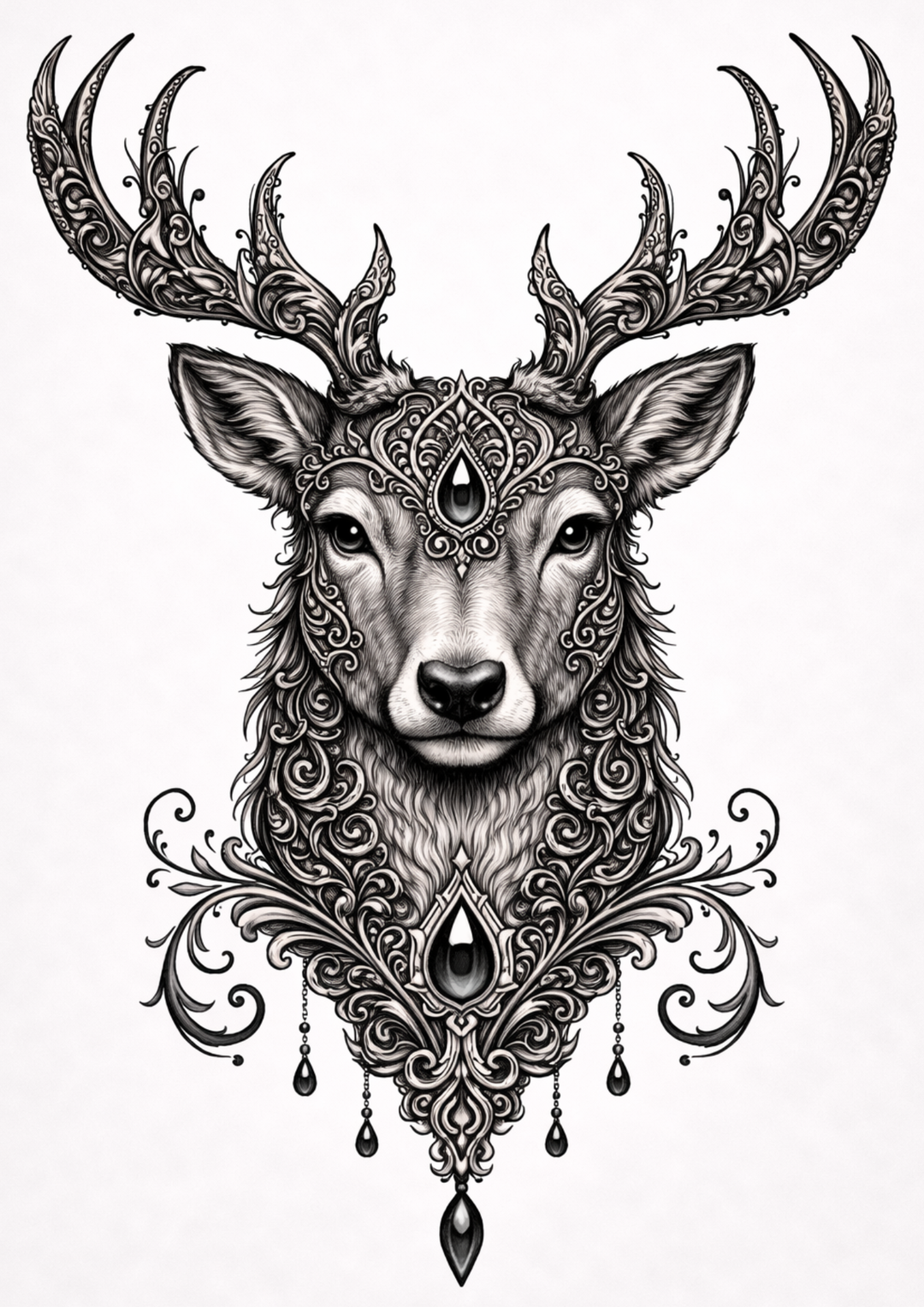 Rice Paper For Decoupage Gothic Deer Portrait Full  Cat. No.9157