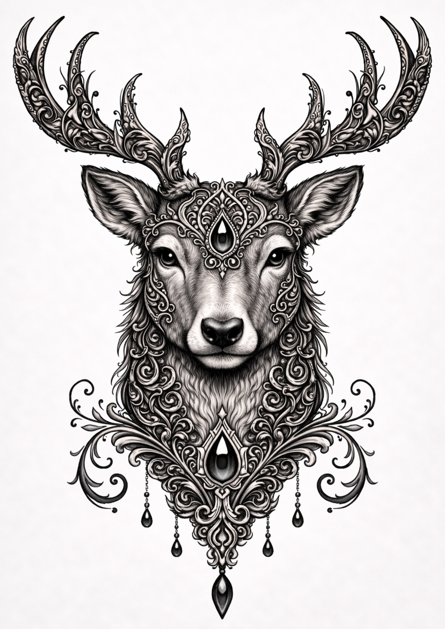 Rice Paper For Decoupage Gothic Deer Portrait Full  Cat. No.9157