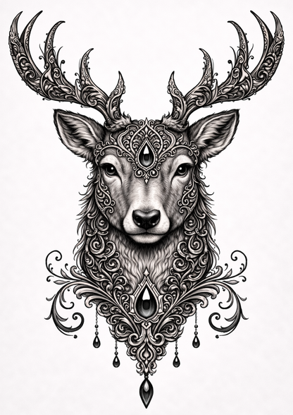 Rice Paper For Decoupage Gothic Deer Portrait Full  Cat. No.9157