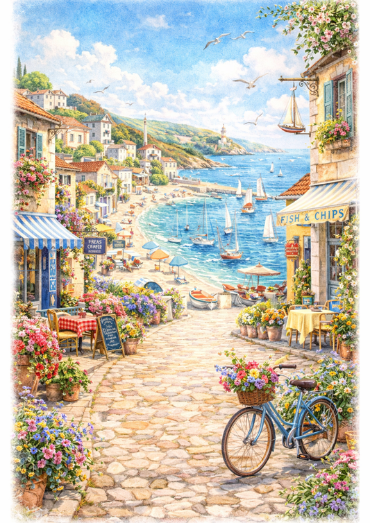 Rice Paper For Decoupage Beautiful Cote Lazur Landscape Full Cat. No.9163
