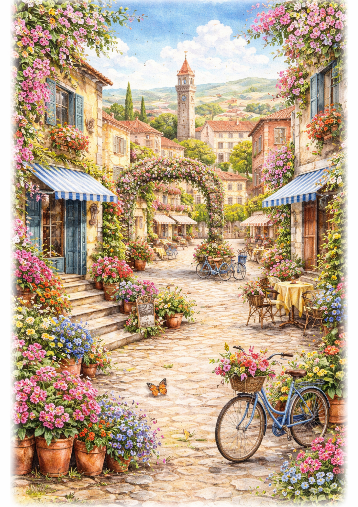 Rice Paper For Decoupage Spring Town Landscape Full Cat. No.9164