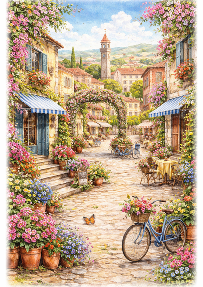 Rice Paper For Decoupage Spring Town Landscape Full Cat. No.9164