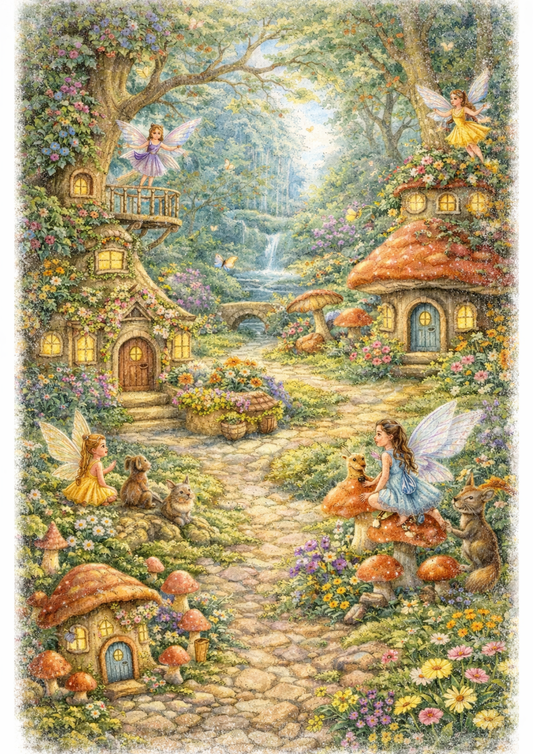 Rice Paper For Decoupage Fairy Village Full Cat. No.9165