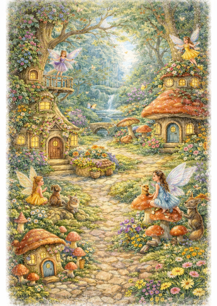 Rice Paper For Decoupage Fairy Village Full Cat. No.9165