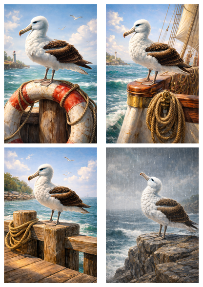 Rice Paper For Decoupage Seagull Collage Cat. No.9190
