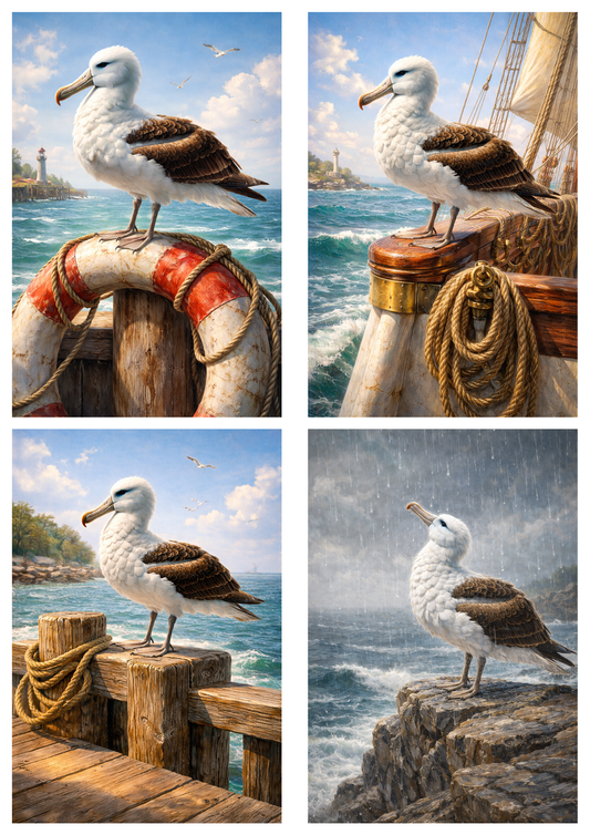 Rice Paper For Decoupage Seagull Collage Cat. No.9190