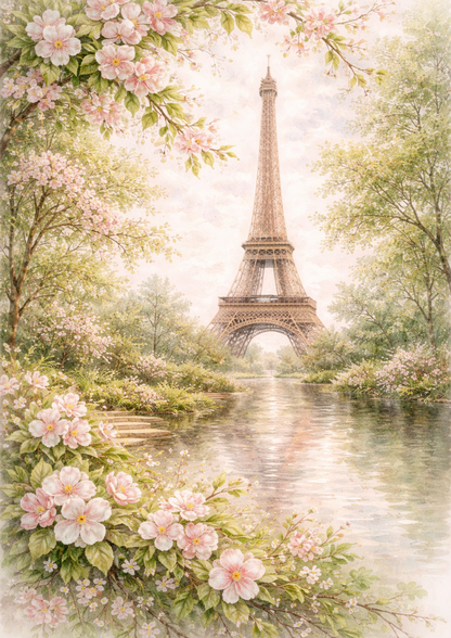 Rice Paper For Decoupage Eiffel Tower in Shabby Chic Style Full Cat. No.9198