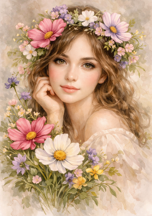 Rice Paper For Decoupage Beautiful Floral Girl in Shabby Chic Style Full Cat. No.9199