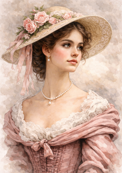 Rice Paper For Decoupage Victorian Woman Portrait Full Cat. No.9202