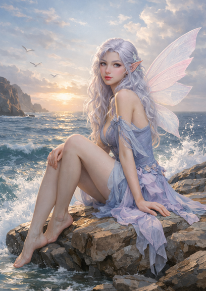 Rice Paper For Decoupage Etheral Fairy on the Seaside  Full Cat. No. 9208