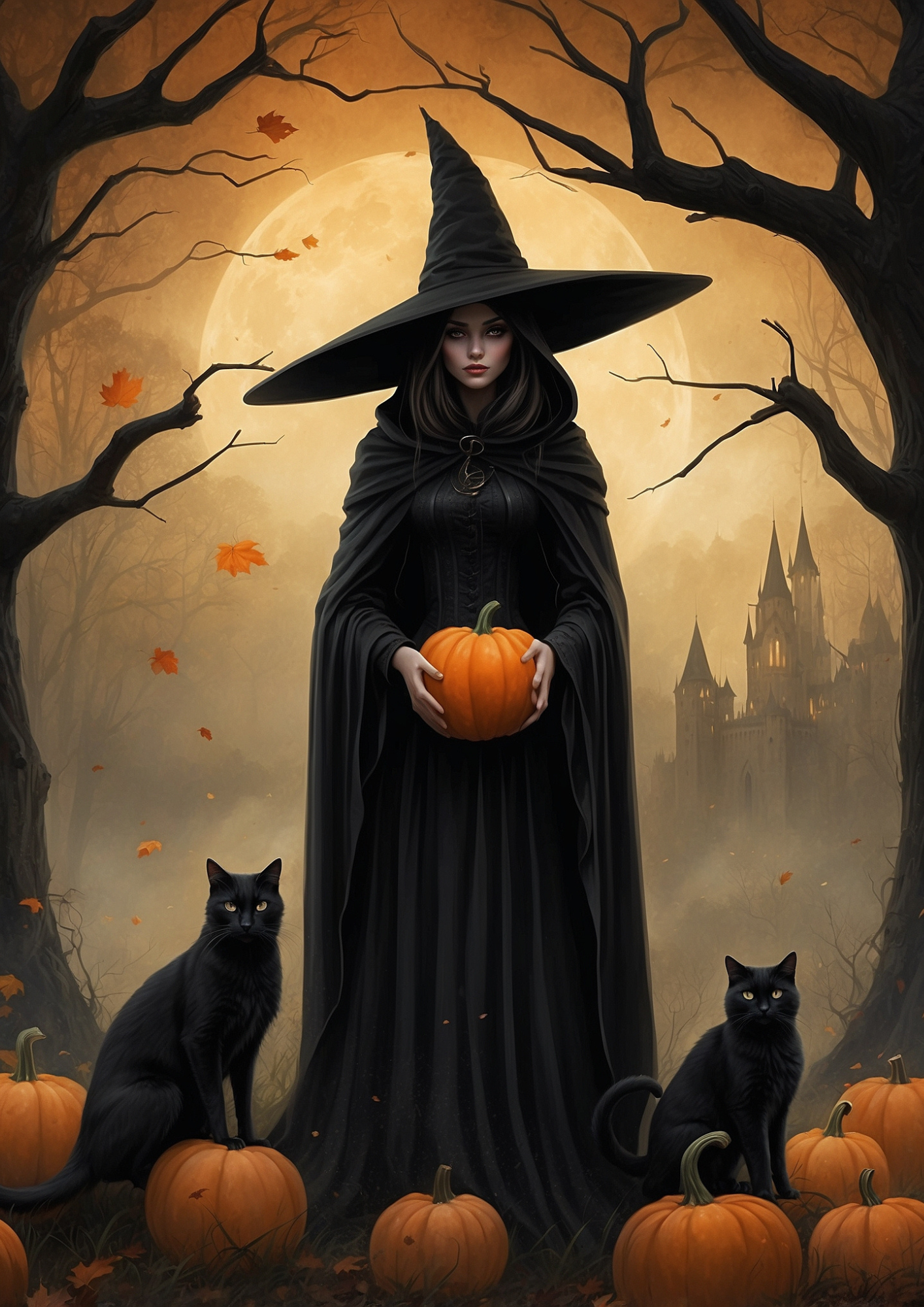 Rice Paper For Decoupage Halloween Witch Holding Pumpkin Full Cat. No ...