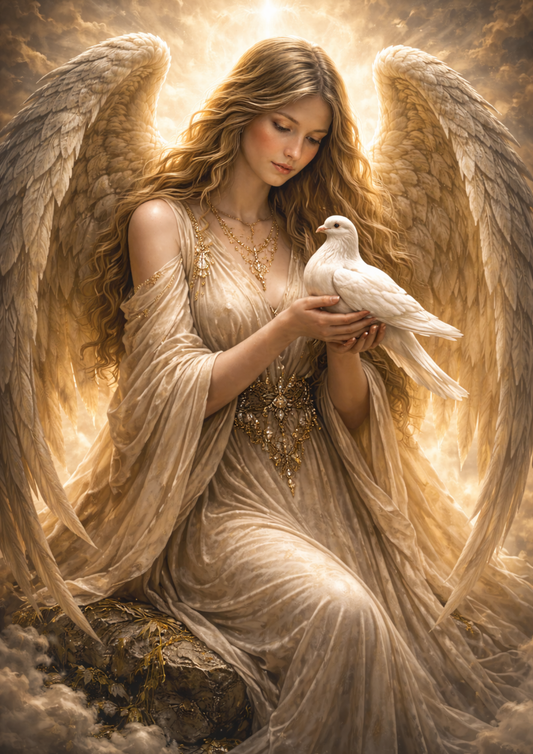 Rice Paper For Decoupage  Angel Holding White Dove Full Cat. No.9228