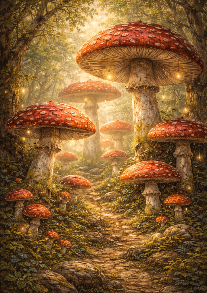 Rice Paper For Decoupage Magical Mushrooms Full Cat. No.9238
