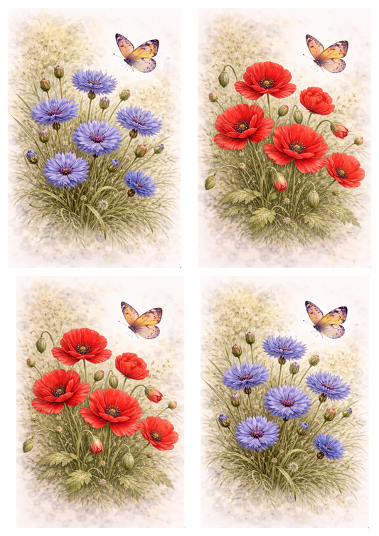 Rice Paper For Decoupage Spring Flowers Collage Cat. No.9248