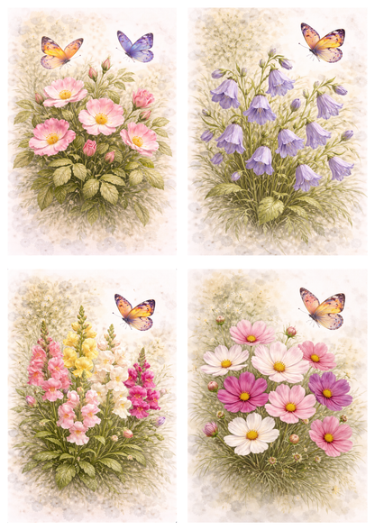 Rice Paper For Decoupage  Summer Flowers Collage Cat. No.9252