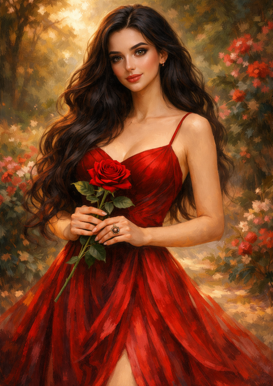 Rice Paper For Decoupage Woman in Red Dress Full Cat. No.9260