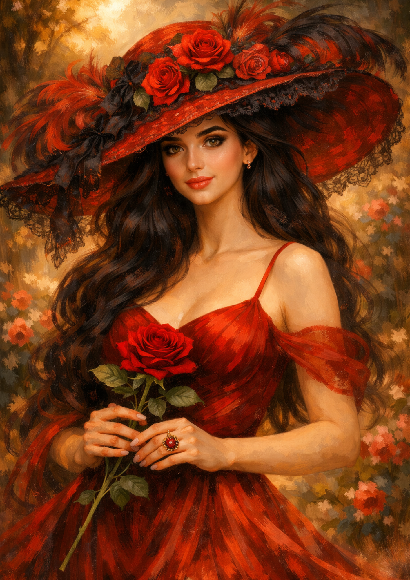 Rice Paper For Decoupage Elegance Woman in Red Dress Full Cat. No.9261