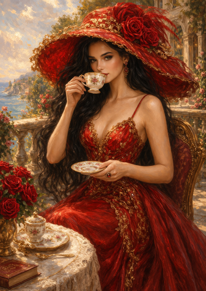 Rice Paper For Decoupage Beautiful Woman in Red Dress Full Cat. No.9263
