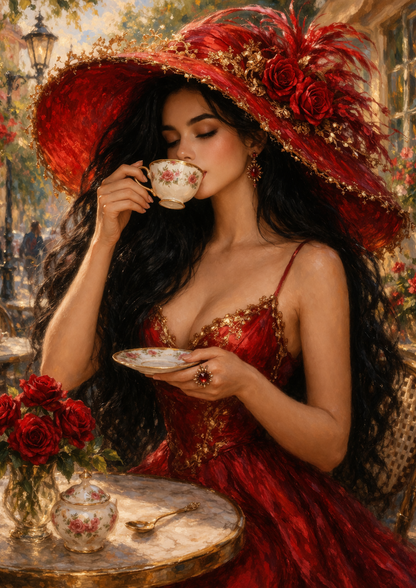Rice Paper For Decoupage Beautiful Woman in Red Dress Full Cat. No.9264