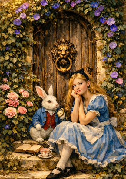 Rice Paper For Decoupage Alice & White Rabbit  Full Cat. No.9269