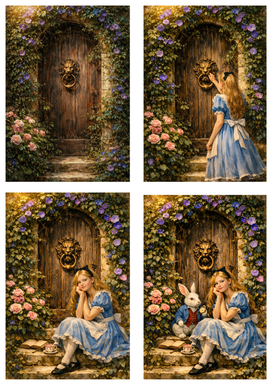 Rice Paper For Decoupage Alice & Secret Garden Collage  Cat. No.9270