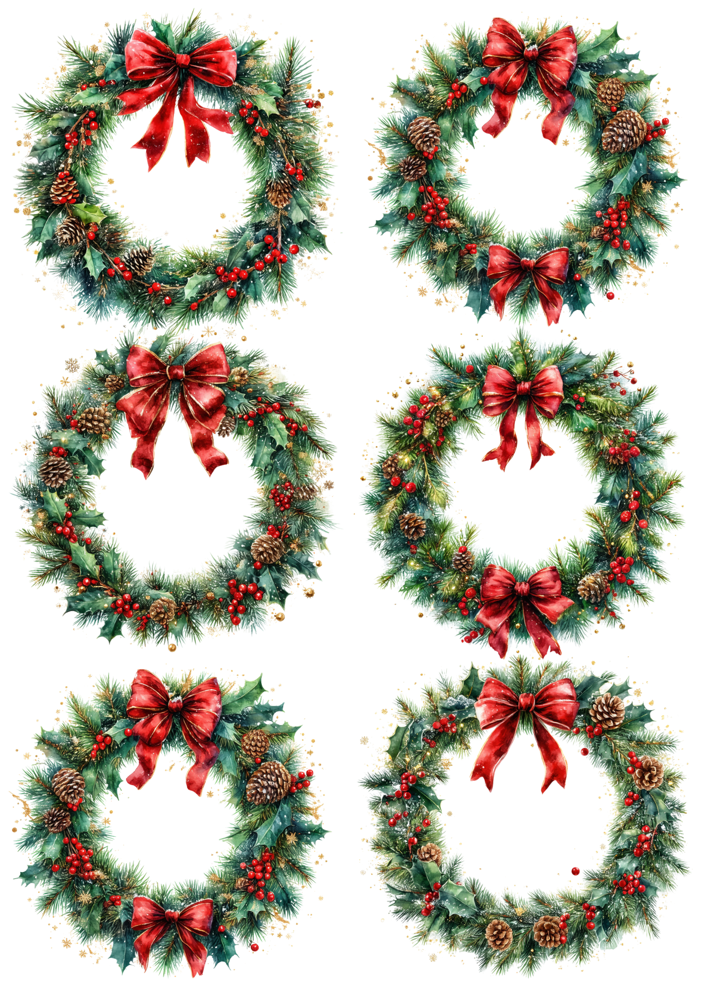 Rice Paper For Decoupage Decorative Christmas Wreath Collage  Cat. No.9289