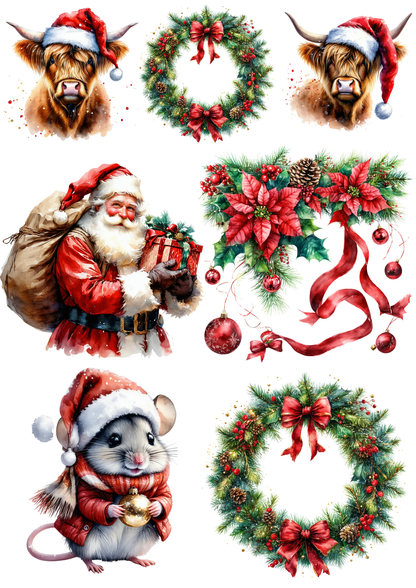 Rice Paper For Decoupage  Christmas Atributes Collage  Cat. No.9294