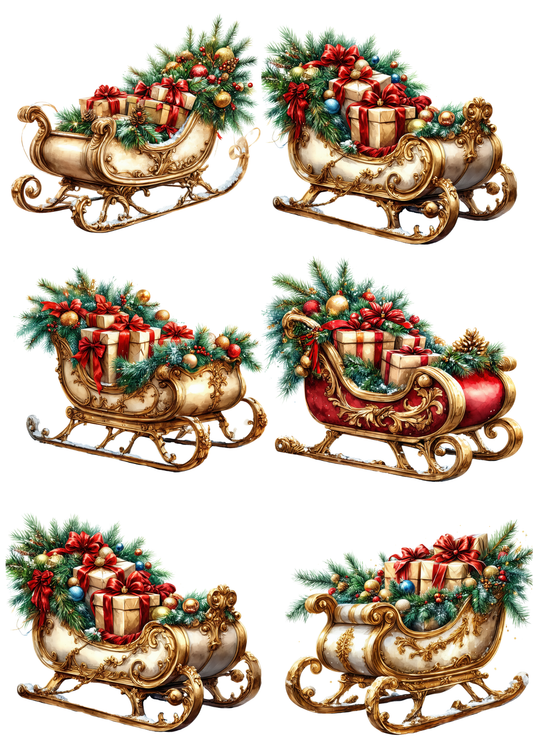 Rice Paper For Decoupage  Santa's Sleigh Collage  Cat. No.9295