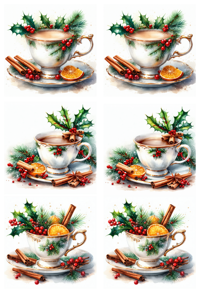 Rice Paper For Decoupage Festive Tea Time Collage  Cat. No.9297