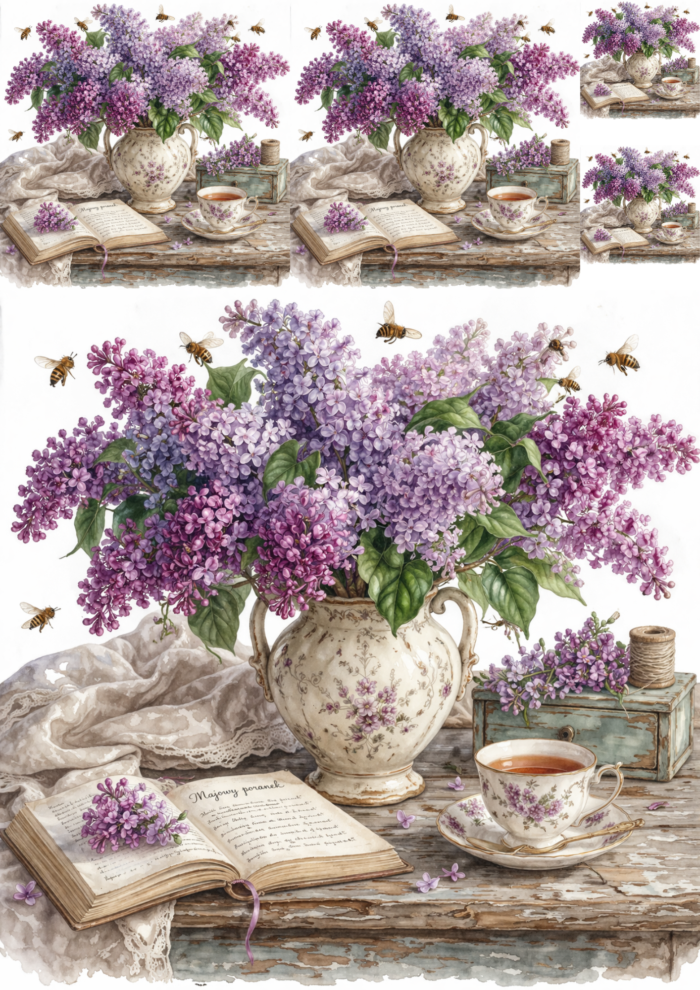 Reispapier für Decoupage, Blumenhintergrund, vollständig, Kat. Nr. 4809