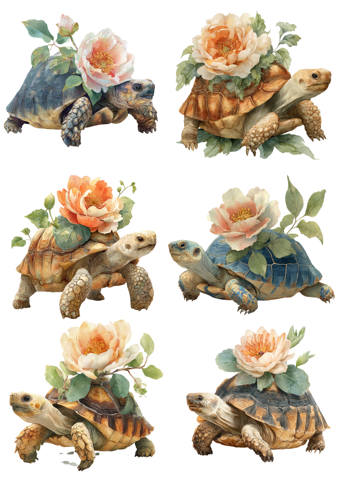 Rice Paper For Decoupage Floral Turtle Collage  Cat. No.9310