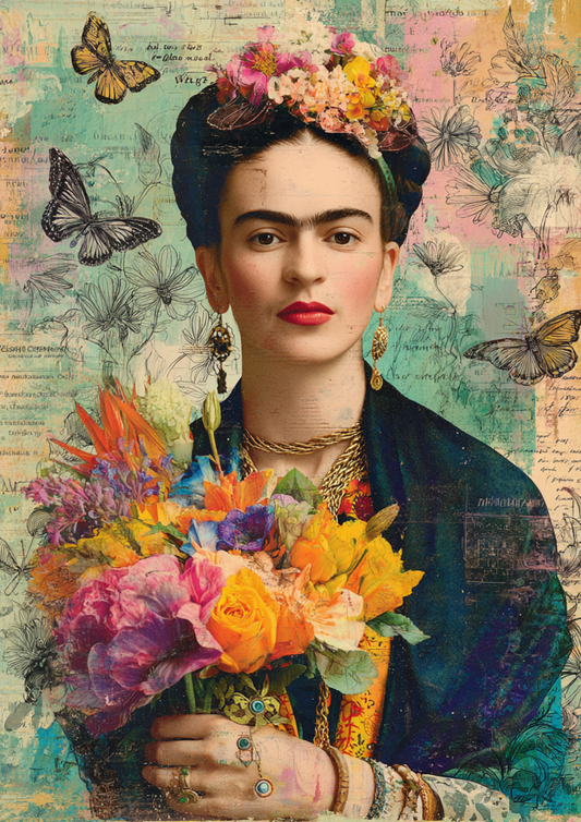 Rice Paper For Decoupage Frida Cahlo Portrait Full  Cat. No.9318