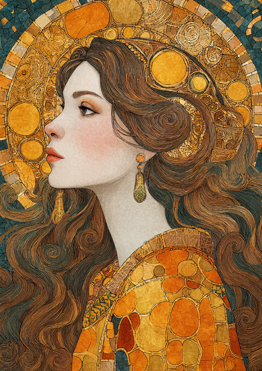 Rice Paper For Decoupage Woman Profile in Klimt Style Full  Cat. No.9319