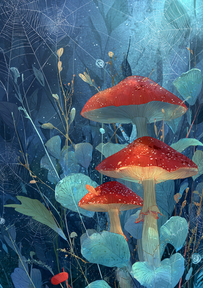 Rice Paper For Decoupage Whimsical Mushroom Forest Full  Cat. No.9320
