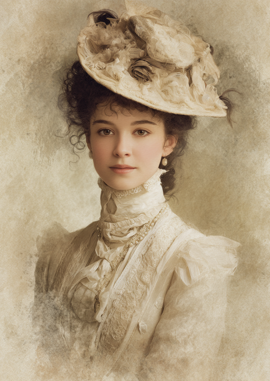 Rice Paper For Decoupage Victorian Woman Portrait in Sepia Full  Cat. No.9321