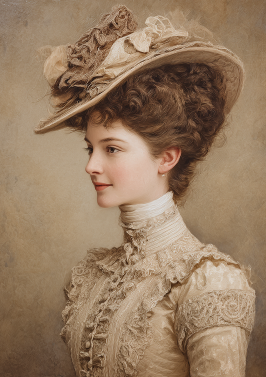 Rice Paper For Decoupage Victorian Woman Portrait in Sepia Full  Cat. No.9322