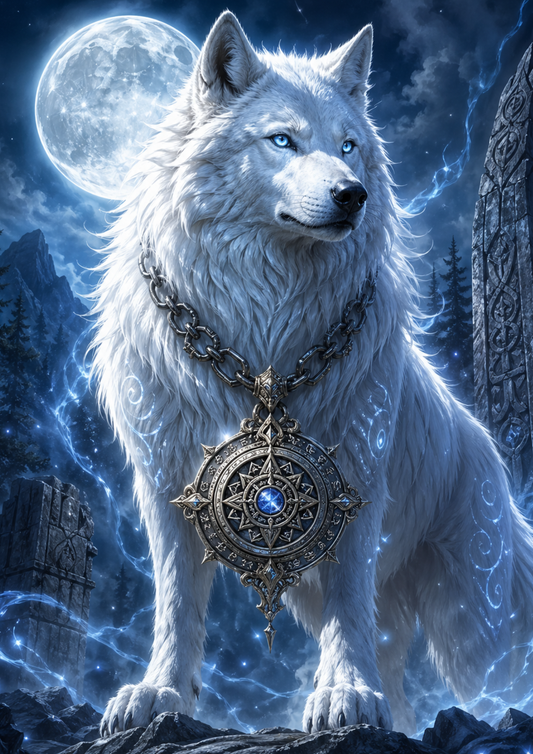 Rice Paper For Decoupage Wild Soul - Wolf with Talisman Full  Cat. No.9339