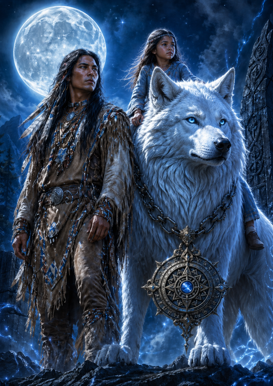 Rice Paper For Decoupage Wild Soul - Native Family & Wolf  Full  Cat. No.9341