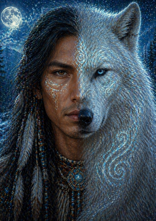 Rice Paper For Decoupage Wild Soul - Native Man Face Full  Cat. No.9347
