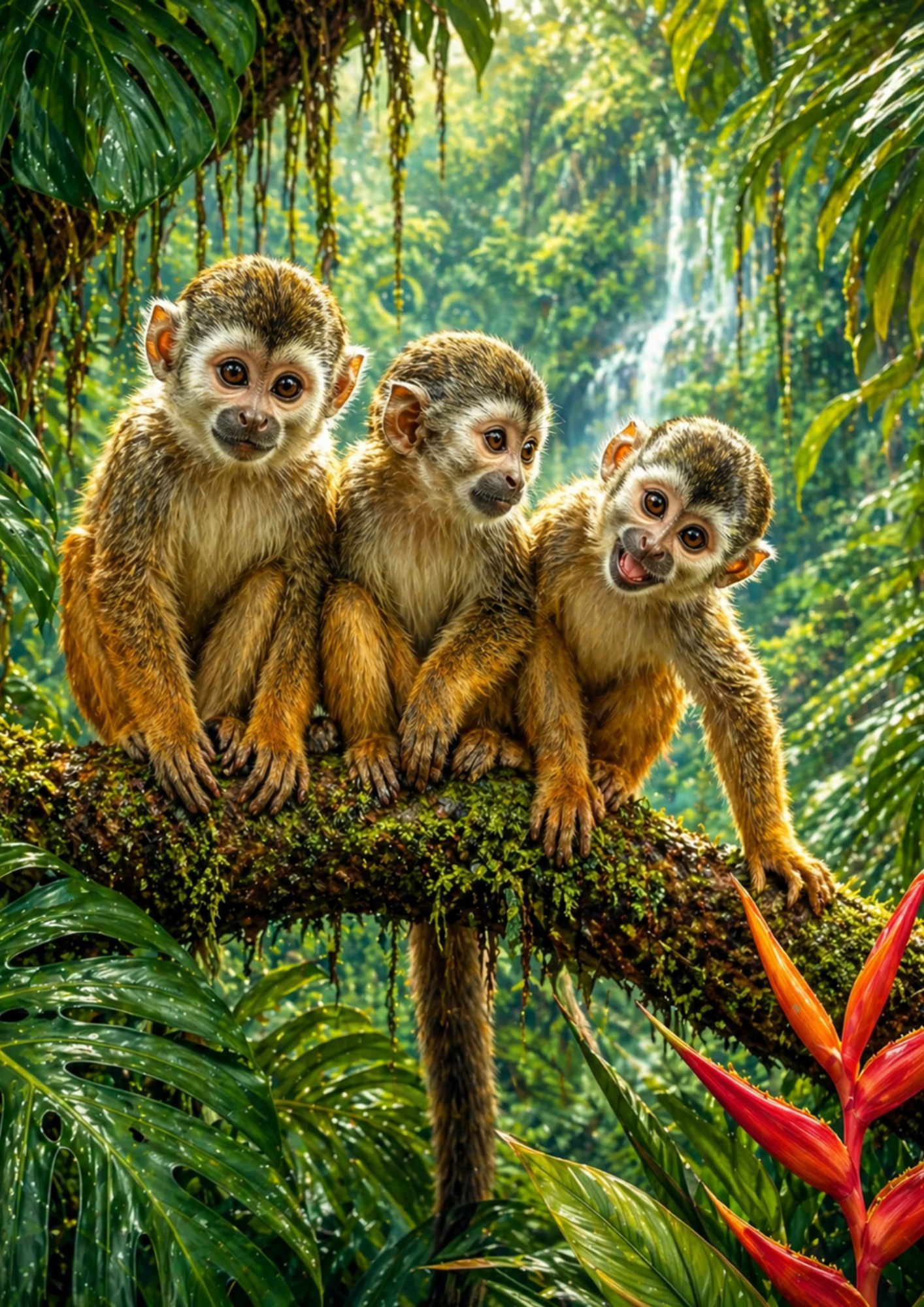 Rice Paper For Decoupage Three Monkeys in Jungle  Full  Cat. No. 9349