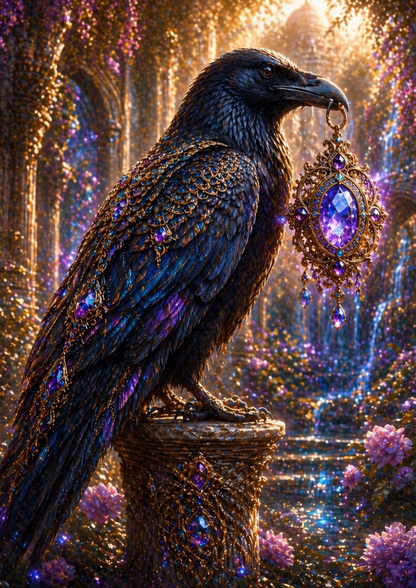Rice Paper For Decoupage  Gothic Raven & Talisman Full  Cat. No. 9356
