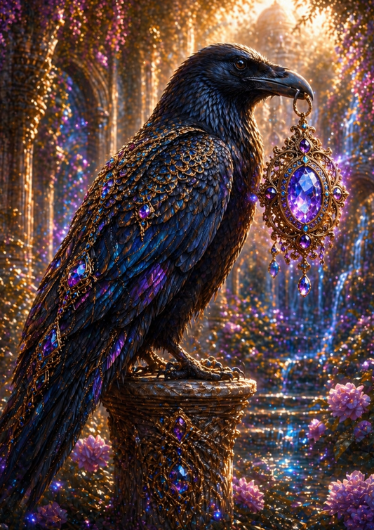 Rice Paper For Decoupage  Gothic Raven & Talisman Full  Cat. No. 9356