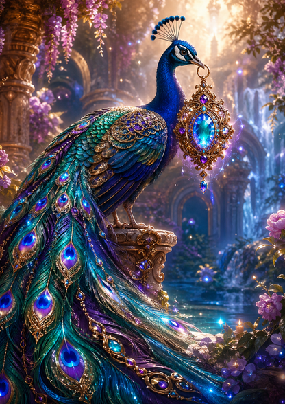 Rice Paper For Decoupage  Gothic Peacock & Talisman Full  Cat. No. 9358