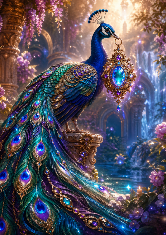 Rice Paper For Decoupage  Gothic Peacock & Talisman Full  Cat. No. 9358