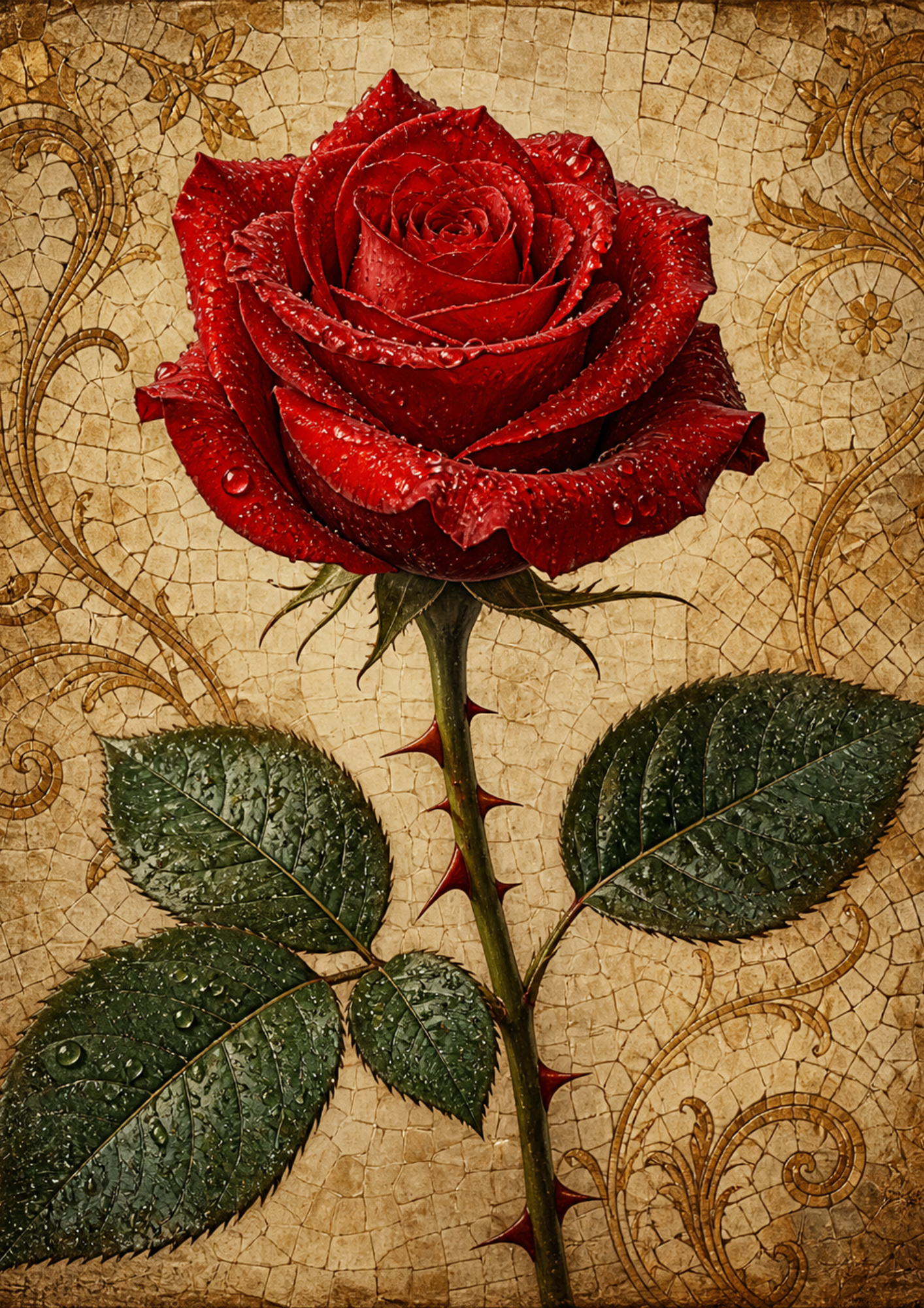 Rice Paper For Decoupage  Romantic Red Rose Full Cat. No. 9362